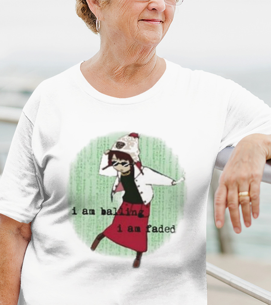 I Am Ballin I Am Faded Lain Dance Pose Glasses Red Skirt Green Background T-Shirt