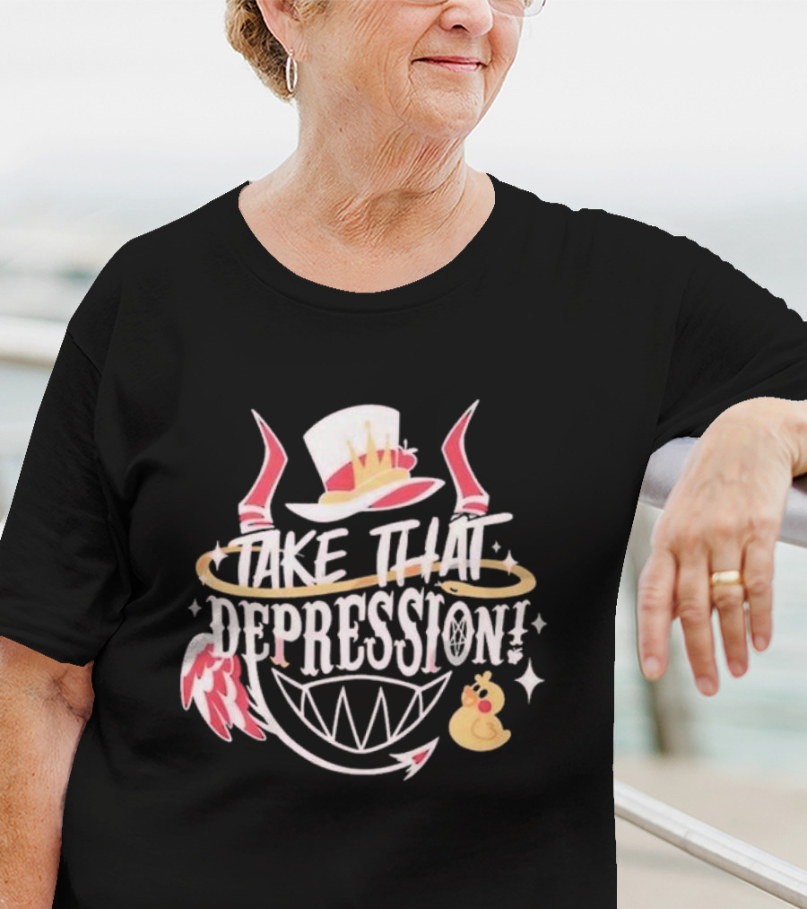 Hazbin Hotel Lucifer Take That Depression Winged Hat Halo Duck T-Shirt