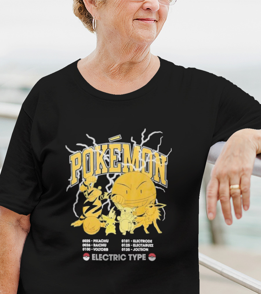 Pokémon Electric Type Pikachu Raichu Voltorb Electrode Electabuzz Jolteon T-Shirt