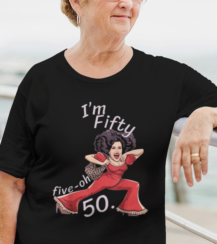 I’m Fifty Five-Oh 50 Leopard Bag Red Outfit Birthday O'Malley Lady T-Shirt