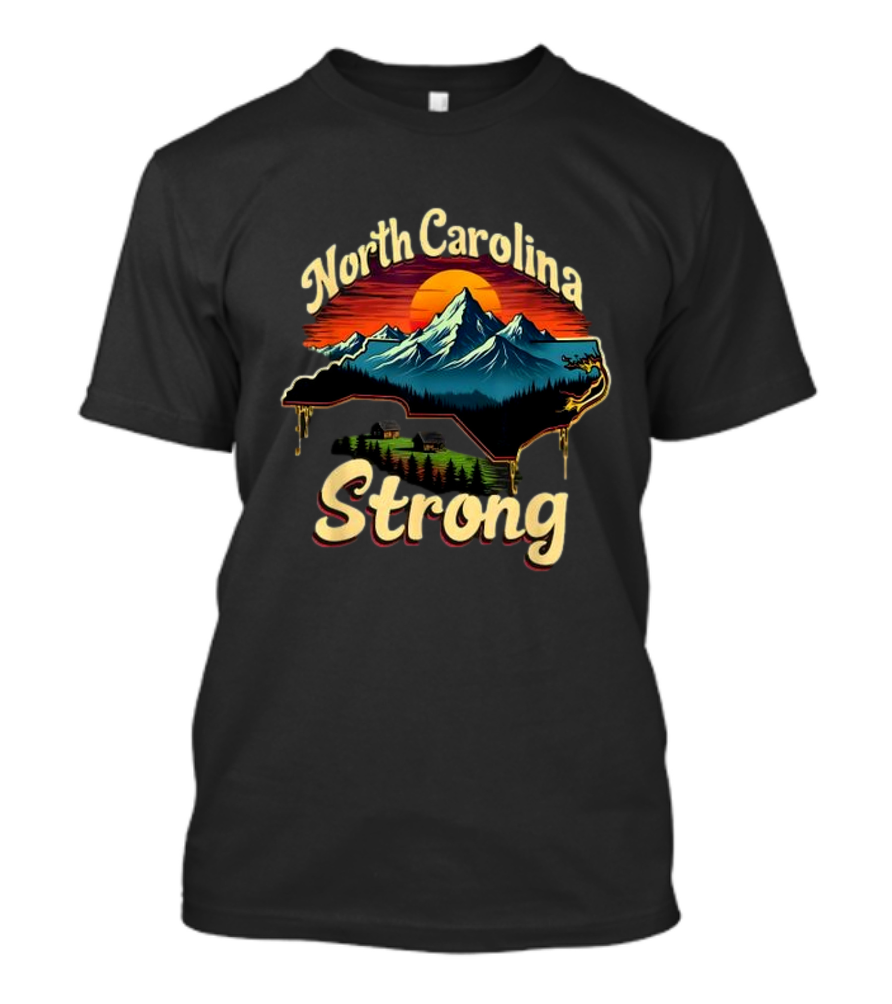 North Carolina Strong Mountain Landscape Support For Carolina T-Shirt