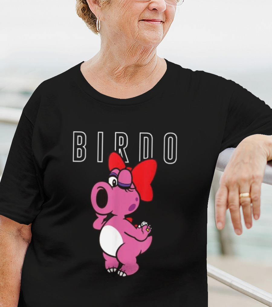 Super Mario Bros Birdo Pink Character With Bow Icon Text T-Shirt
