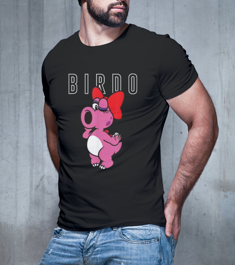 Super Mario Bros Birdo Pink Character With Bow Icon Text T-Shirt