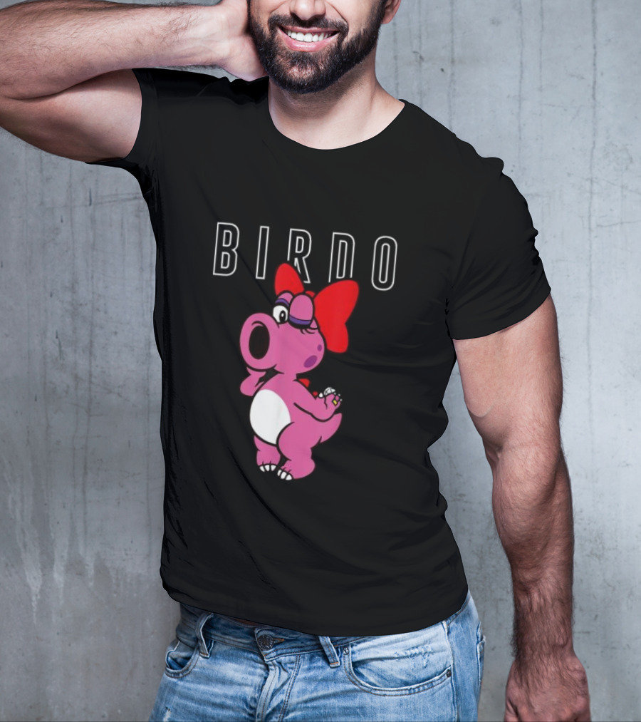 Super Mario Bros Birdo Pink Character With Bow Icon Text T-Shirt