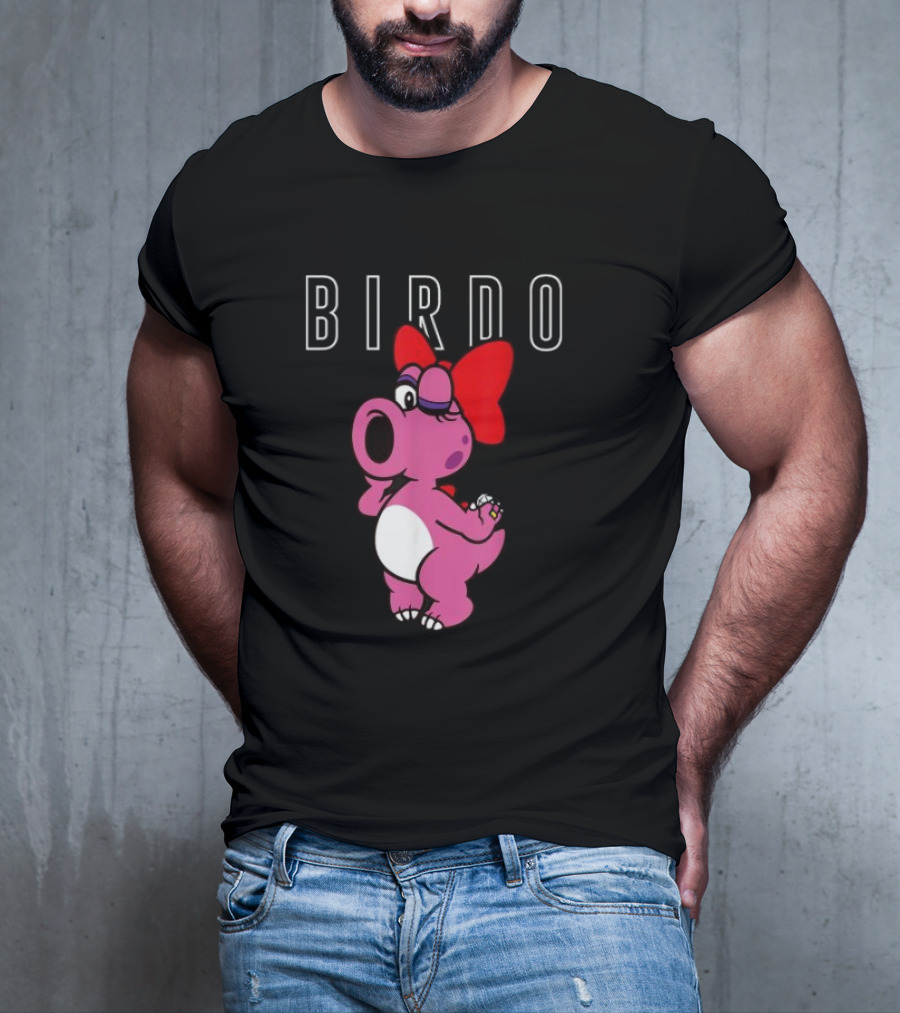 Super Mario Bros Birdo Pink Character With Bow Icon Text T-Shirt