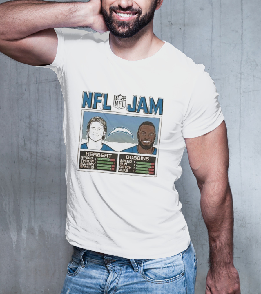 NFL Jam Chargers Herbert Dobbins Stats T-Shirt