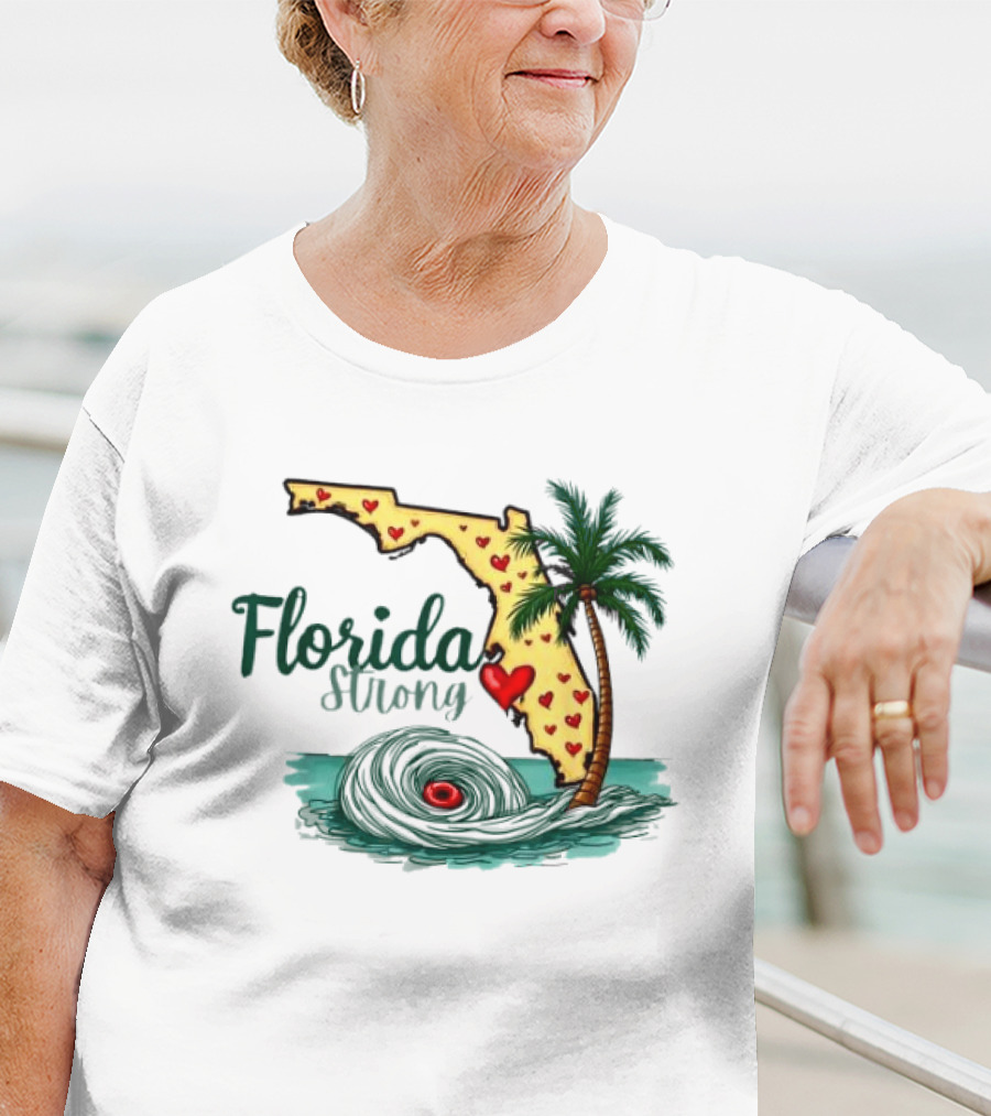 Pray For Tampa Bay Florida Strong Palm Tree Heart Map Hurricane T-Shirt