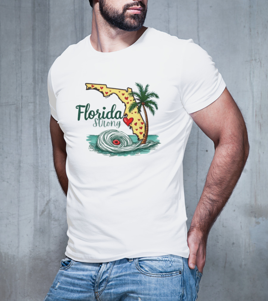 Pray For Tampa Bay Florida Strong Palm Tree Heart Map Hurricane T-Shirt