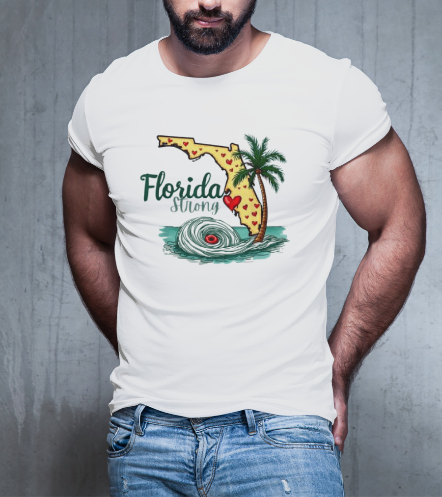 Pray For Tampa Bay Florida Strong Palm Tree Heart Map Hurricane T-Shirt