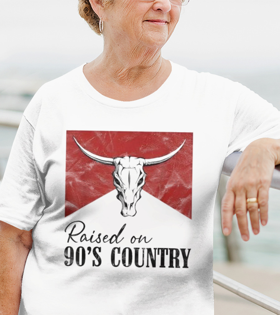 Raised On 90’s Country Western Bull Skull T-Shirt