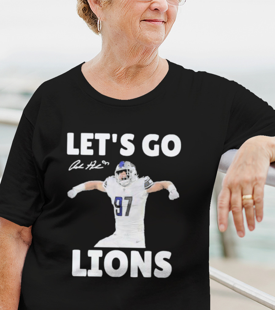 Let's Go Lions Aidan Hutchinson Detroit Lions Signature T-Shirt