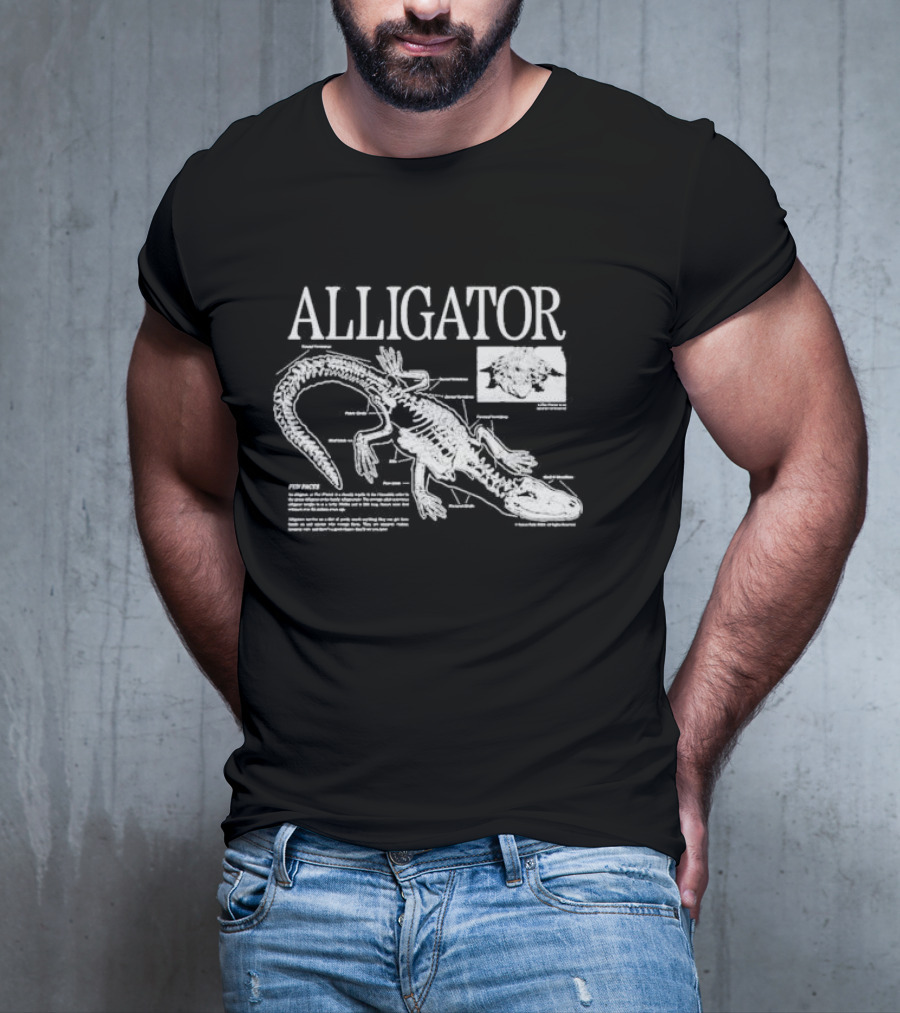 Alligator Skeleton Diagram With Detailed Annotations T-Shirt