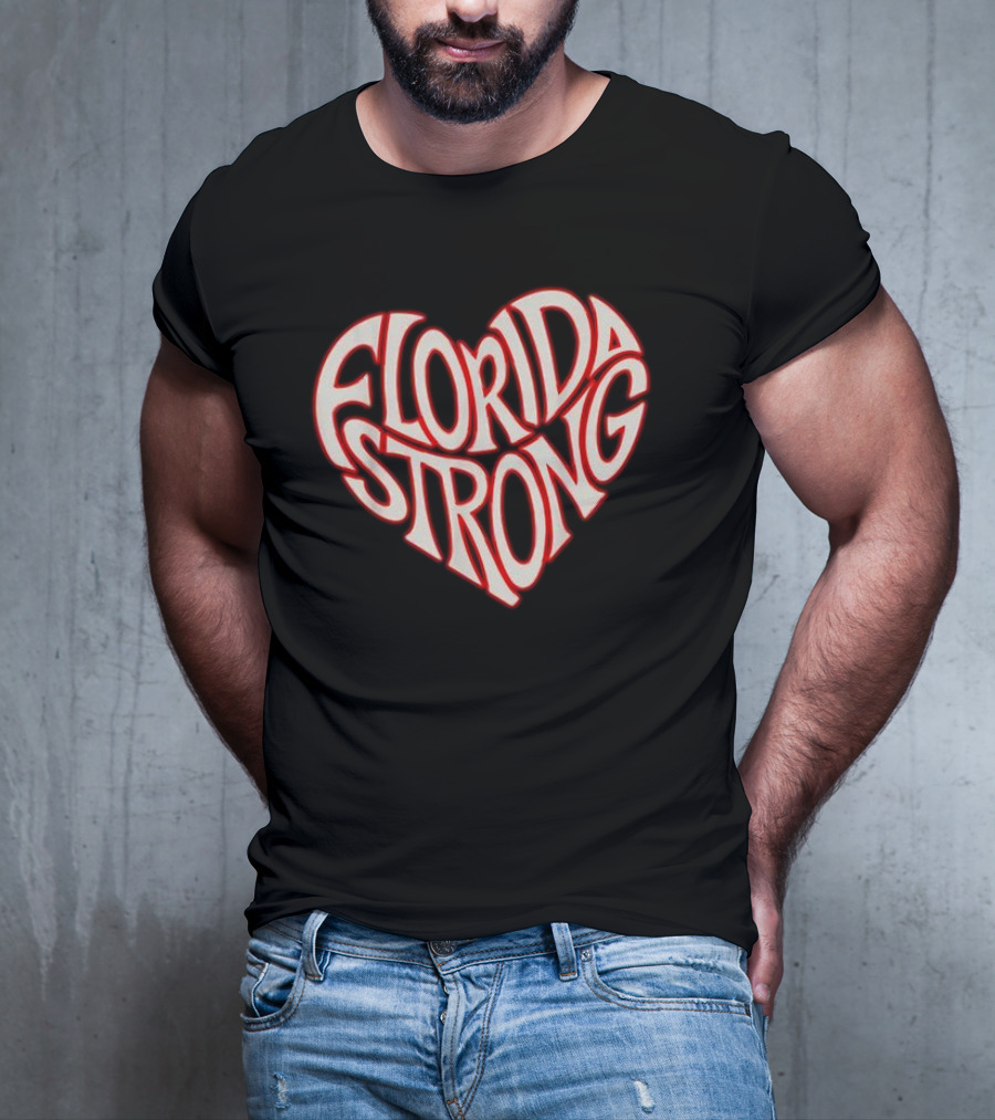 Florida Strong Heart Typography State Pride T-Shirt