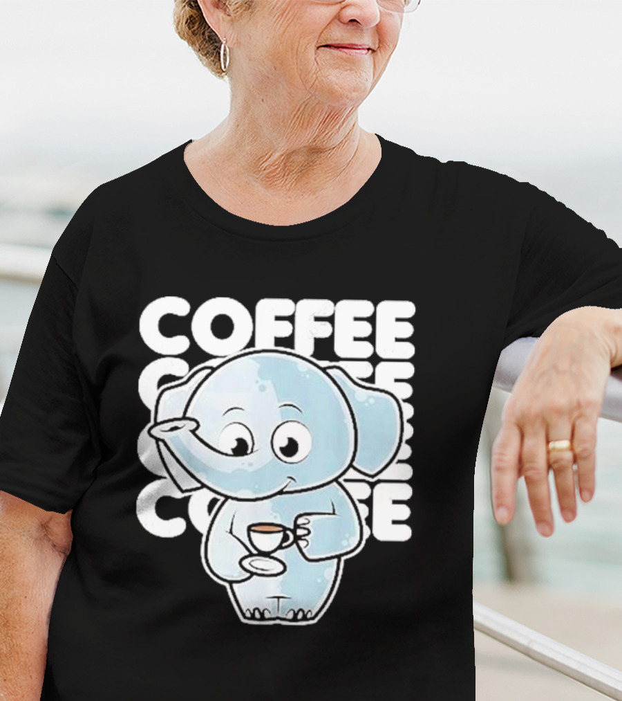 Cute Elephant Coffee Kawaii Neko Anime T-Shirt