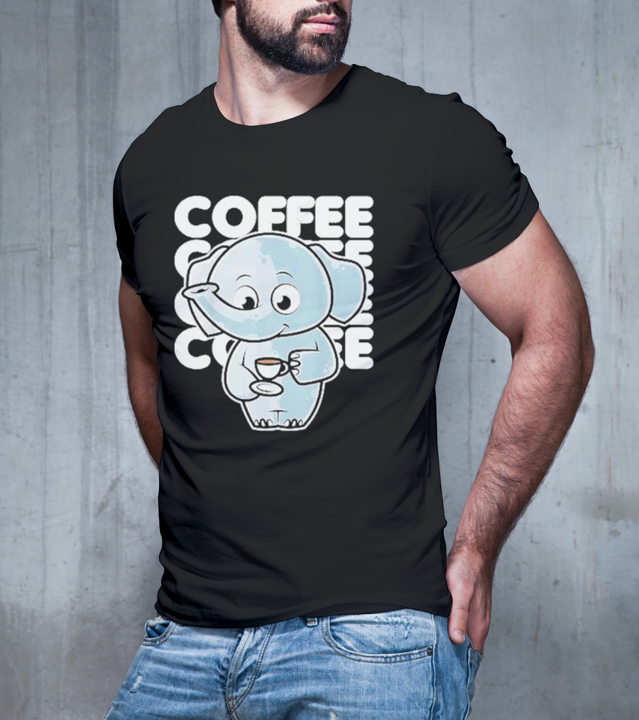 Cute Elephant Coffee Kawaii Neko Anime T-Shirt