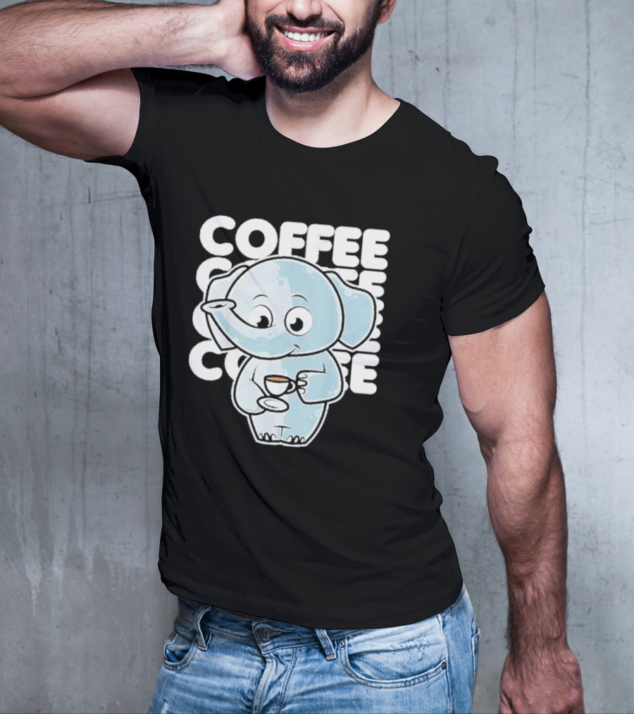 Cute Elephant Coffee Kawaii Neko Anime T-Shirt