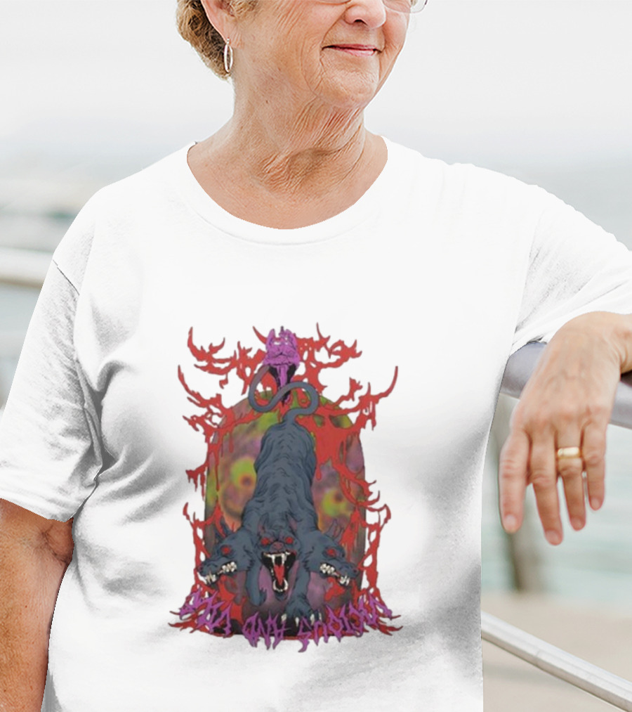 Cerberus Vicious And Psychedelic Flames T-Shirt