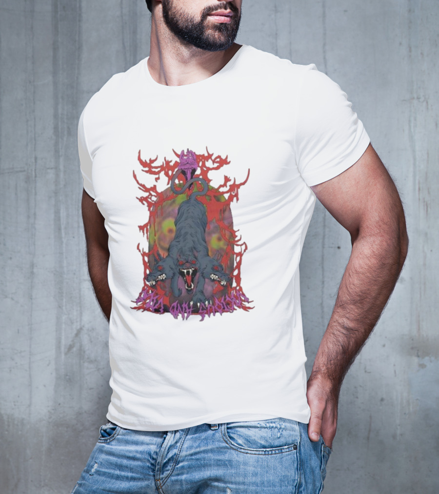 Cerberus Vicious And Psychedelic Flames T-Shirt