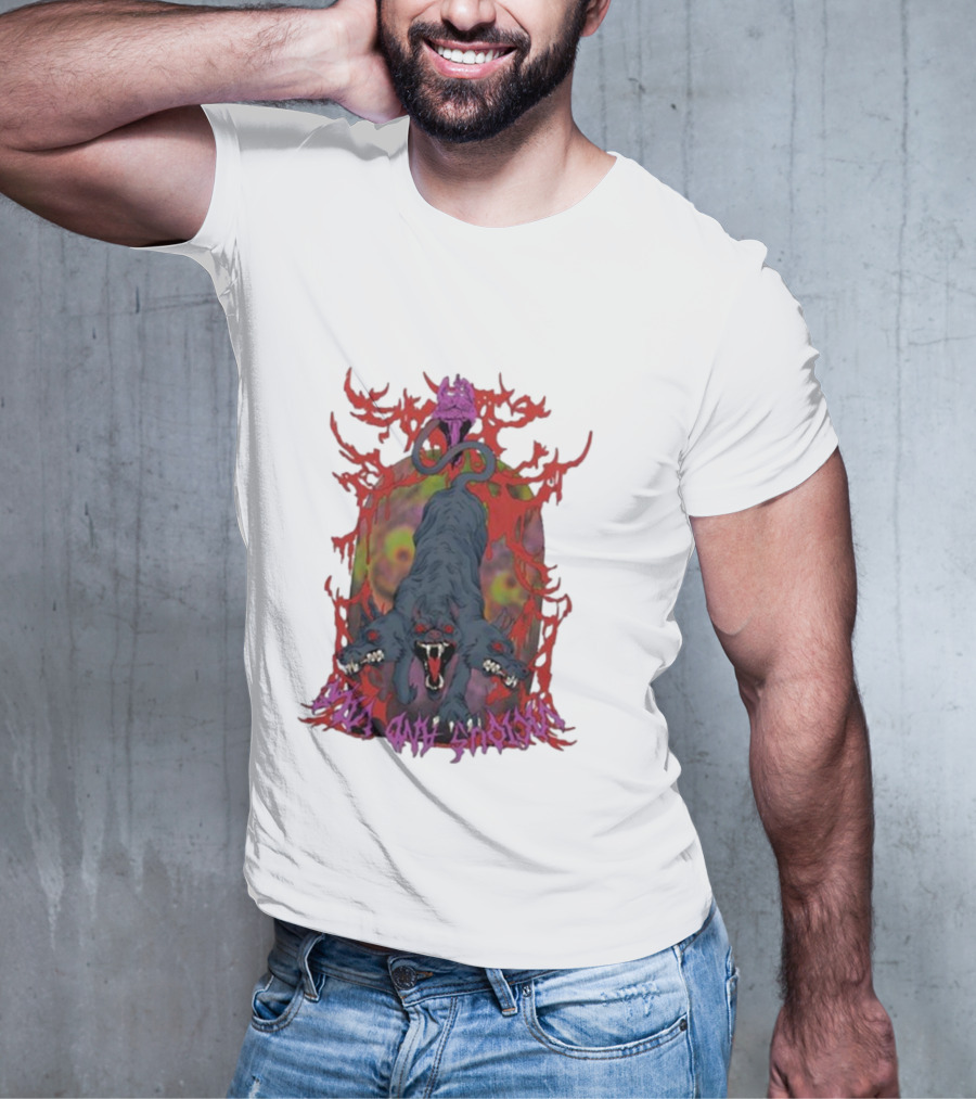 Cerberus Vicious And Psychedelic Flames T-Shirt
