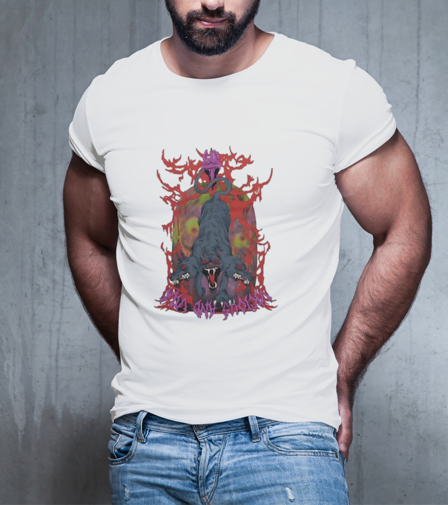 Cerberus Vicious And Psychedelic Flames T-Shirt