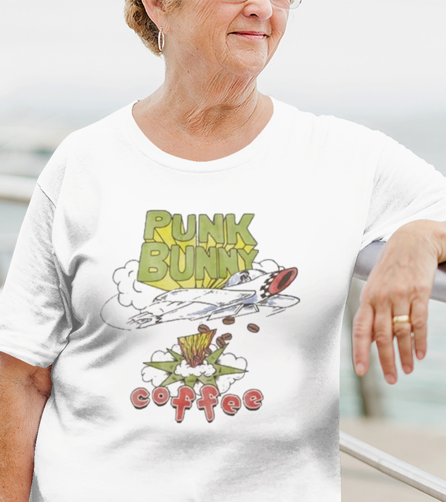 Punk Bunny Coffee Airplane Rocket Blast T-Shirt