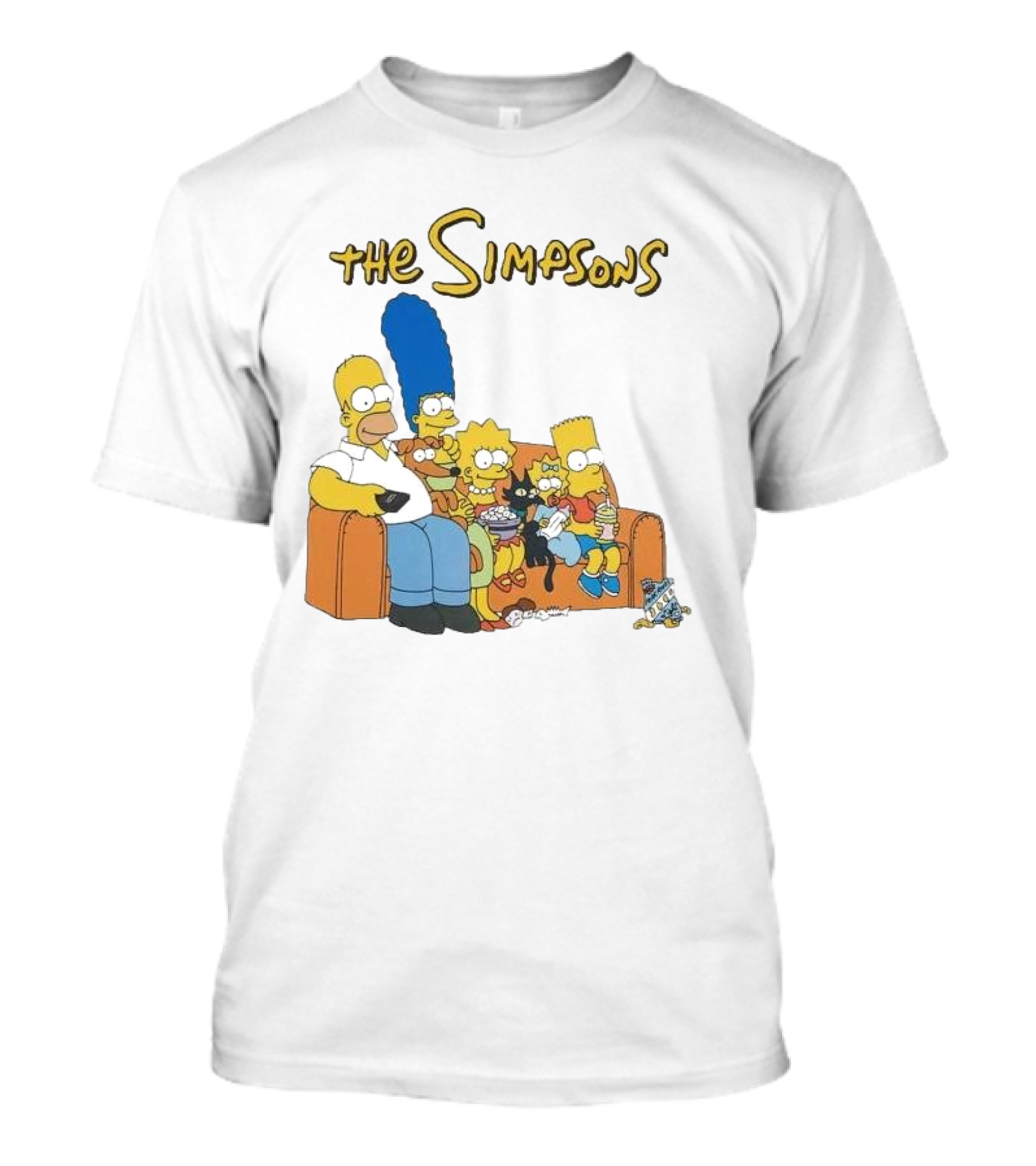 The Simpsons Couch Family Scene With Homer Marge Bart Lisa Maggie And Pets T-Shirt