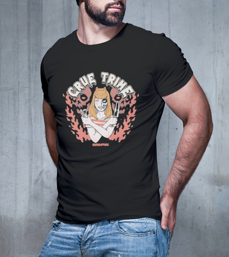 Crue Trime Girl Fire Horror Aesthetic Murder T-Shirt