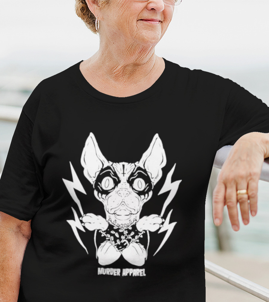 Metal Sphynx Dog Murder Apparel With Lightning Bolts T-Shirt