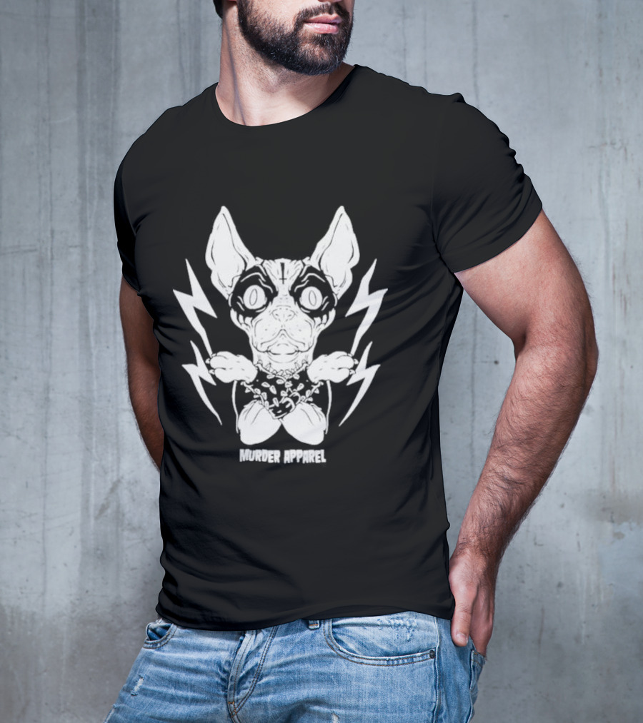 Metal Sphynx Dog Murder Apparel With Lightning Bolts T-Shirt