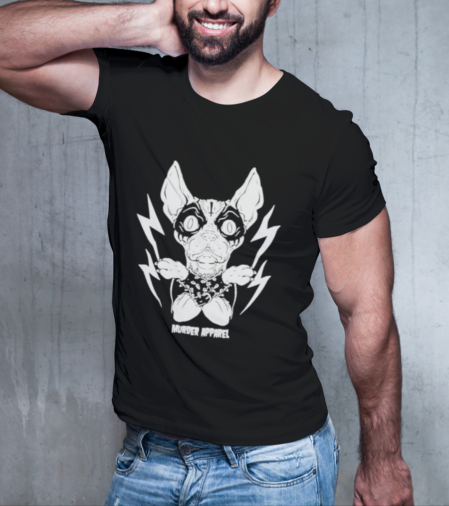 Metal Sphynx Dog Murder Apparel With Lightning Bolts T-Shirt