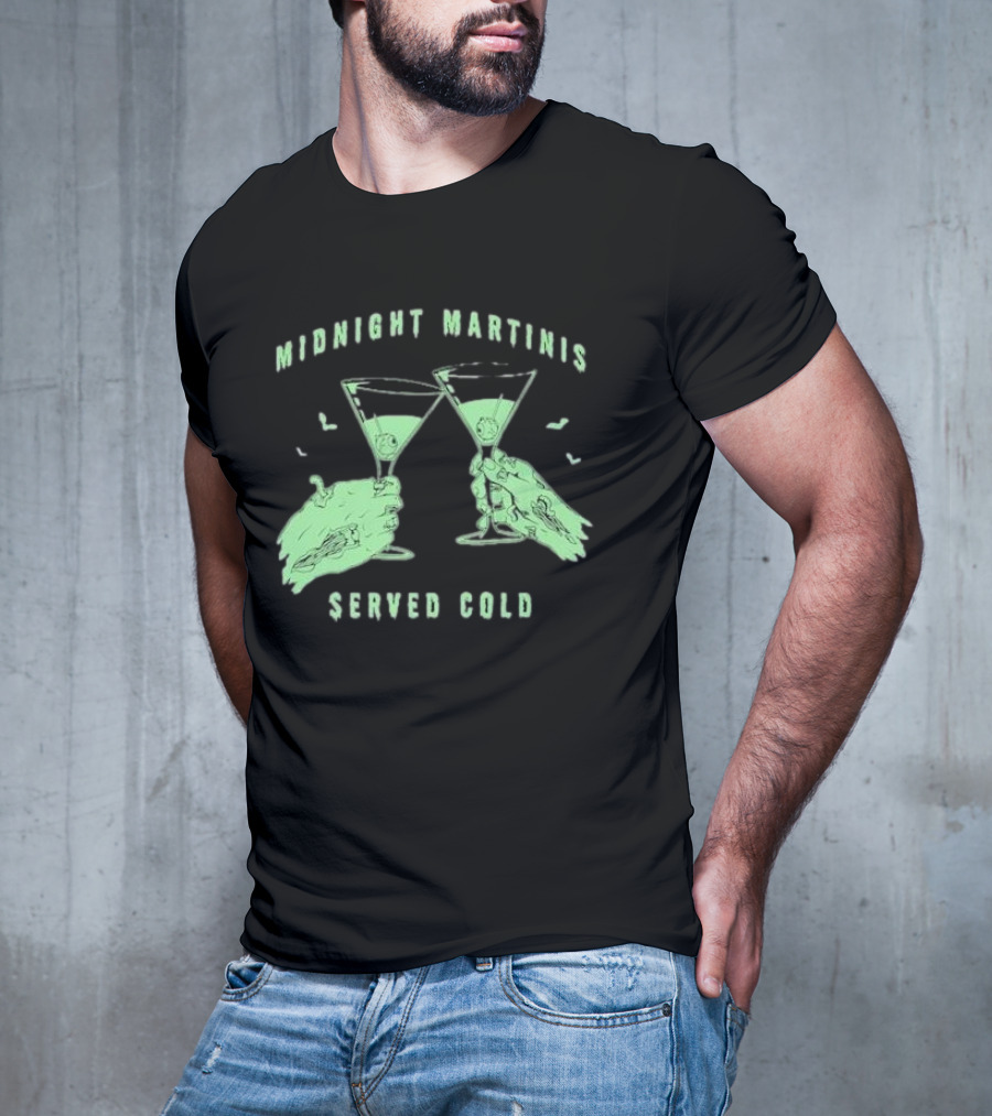 Midnight Martinis Served Cold Zombie Hands Cheers T-Shirt