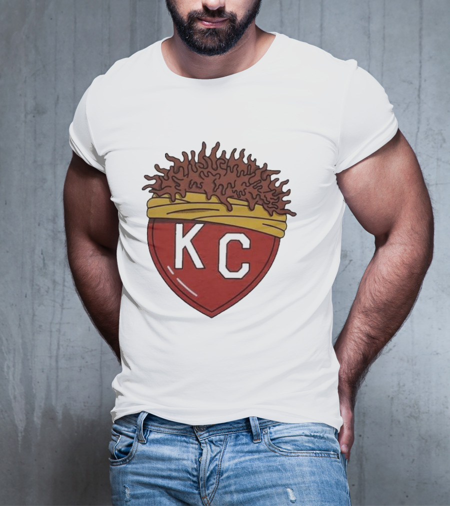 Charlie Hustle KC Heart Logo With Afro Hairband T-Shirt