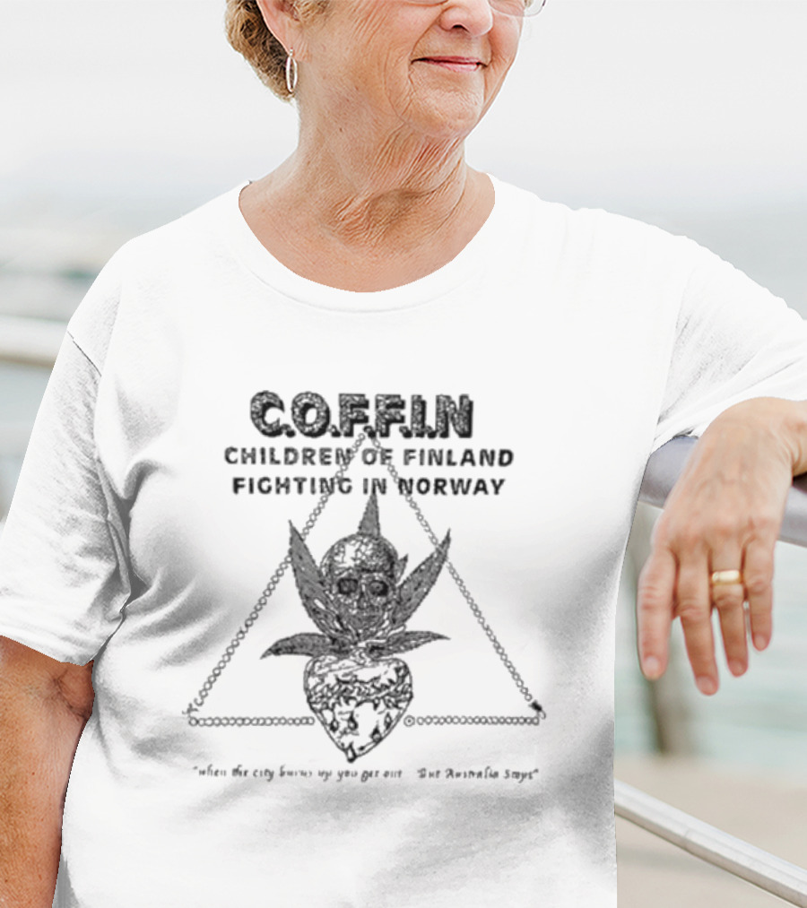 C.O.F.F.I.N. Children Of Finland Fighting In Norway Skull Heart Triangle T-Shirt