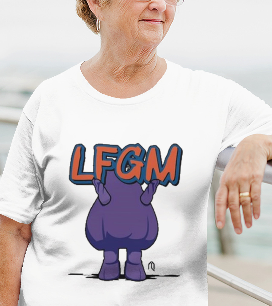 LFGM Monster Grimace New York Mets Sign T-Shirt