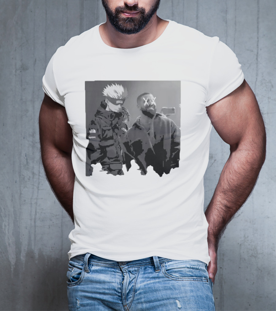 Drake X Gojo Satoru Crossover Black And White Manga Aesthetic T-Shirt