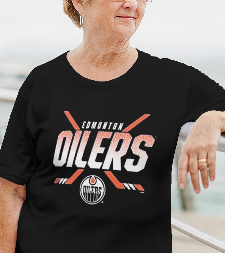 Edmonton Oilers Covert Logo Hockey Sticks NHL Team T-Shirt