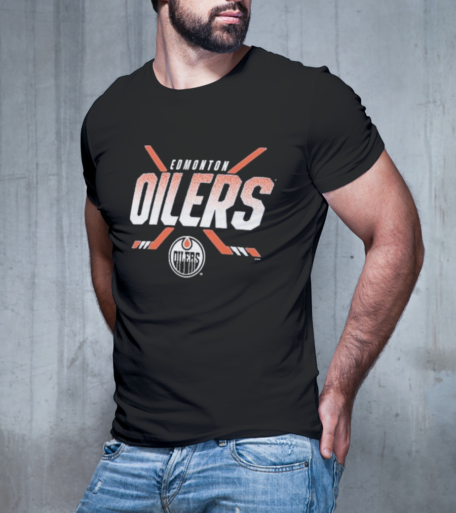 Edmonton Oilers Covert Logo Hockey Sticks NHL Team T-Shirt