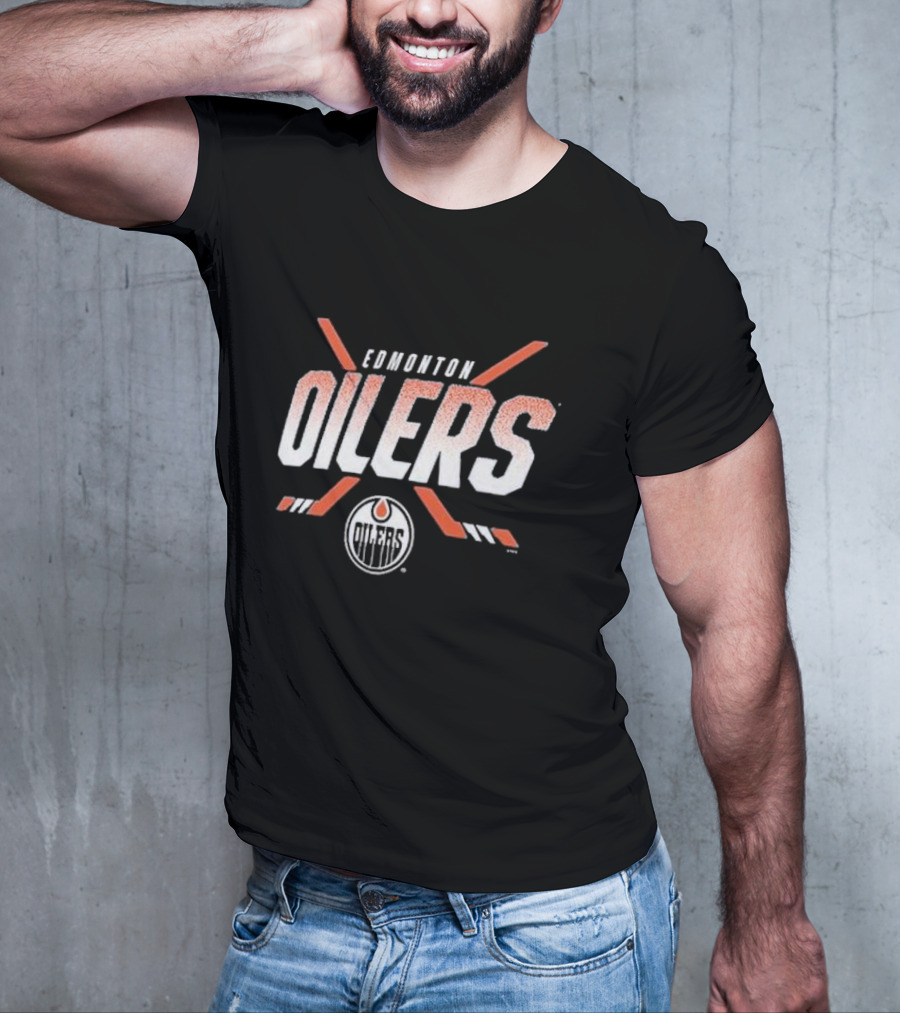 Edmonton Oilers Covert Logo Hockey Sticks NHL Team T-Shirt