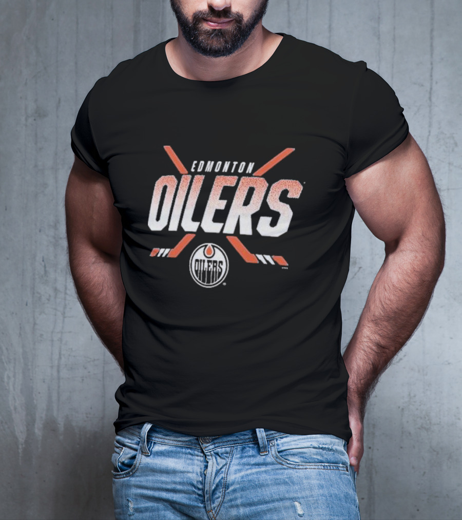 Edmonton Oilers Covert Logo Hockey Sticks NHL Team T-Shirt