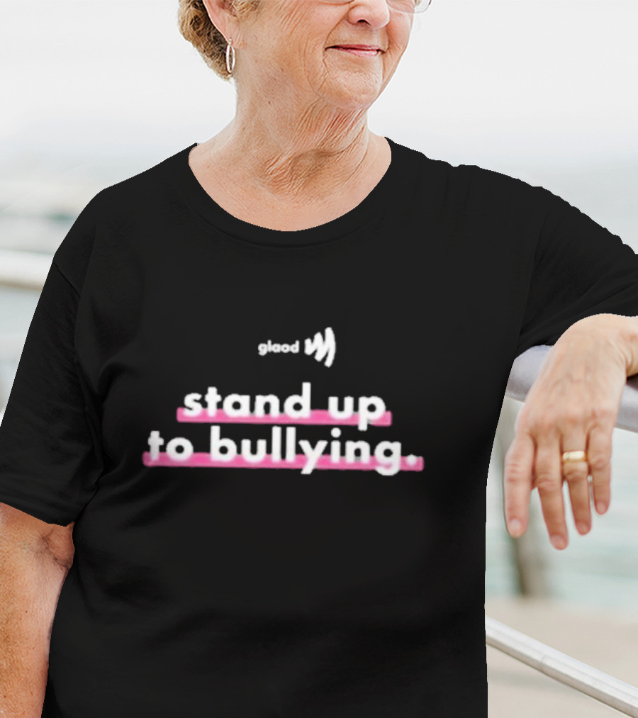 Glaad Stand Up To Bullying Pink Emphasized Text T-Shirt