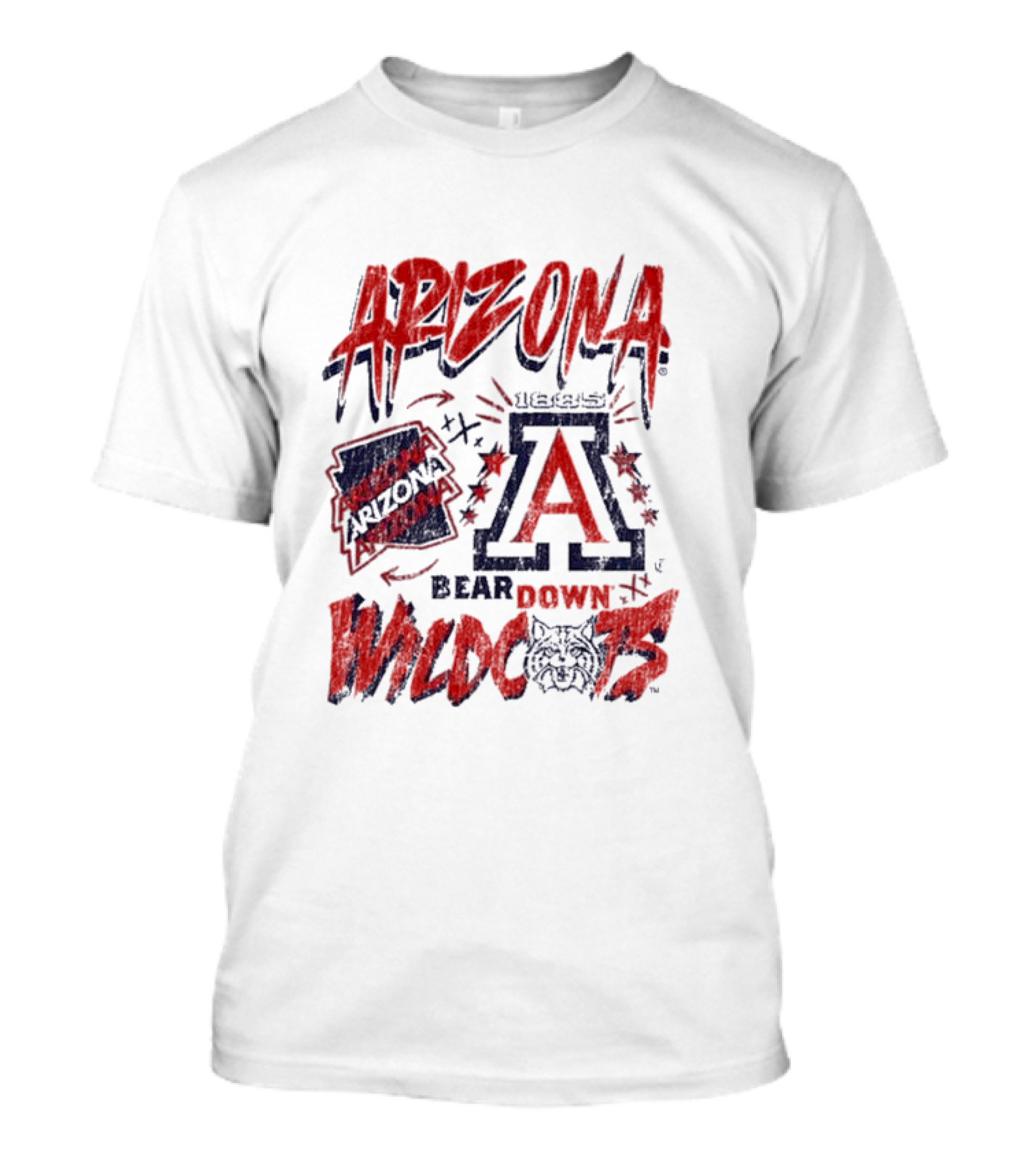 Arizona Wildcats Bear Down Logo Collage T-Shirt