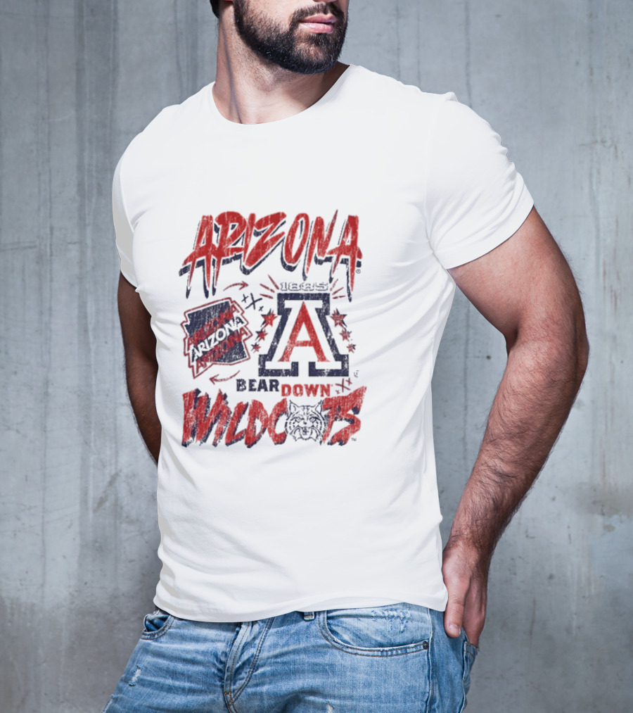 Arizona Wildcats Bear Down Logo Collage T-Shirt