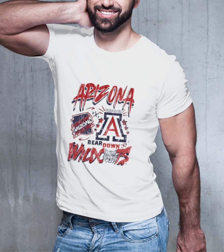 Arizona Wildcats Bear Down Logo Collage T-Shirt