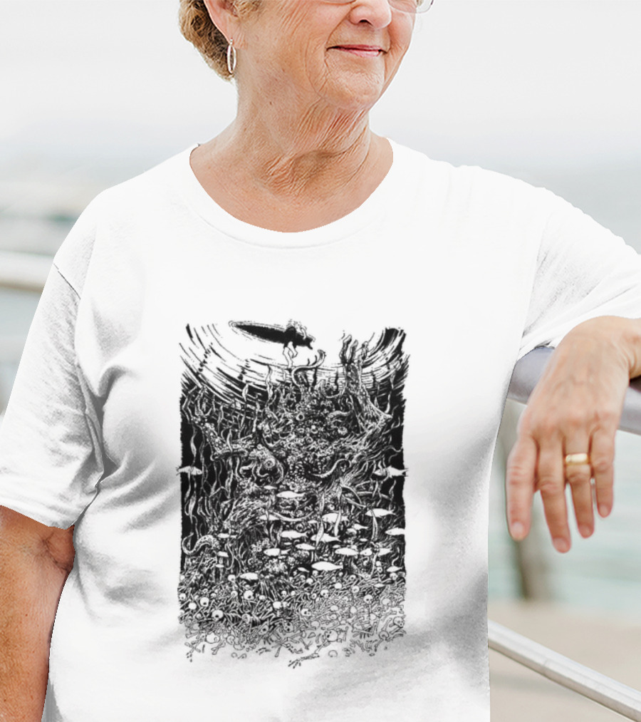 Under The Surface Yue Feng Subterranean World With Mushrooms And Roots T-Shirt