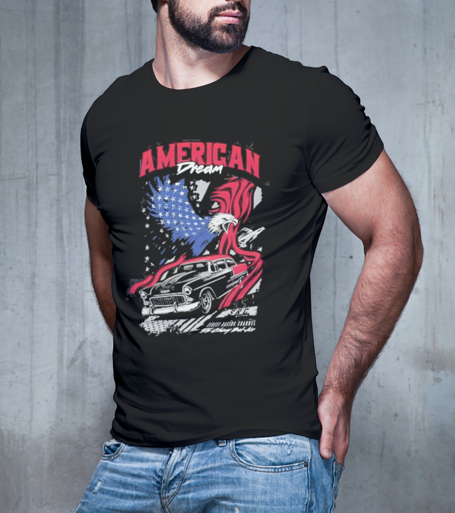 American Dream Eagle With Classic Chevy And Stars T-Shirt
