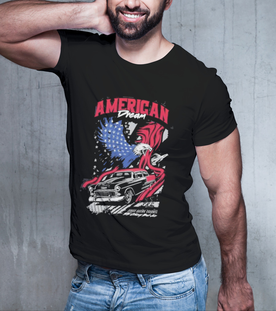 American Dream Eagle With Classic Chevy And Stars T-Shirt