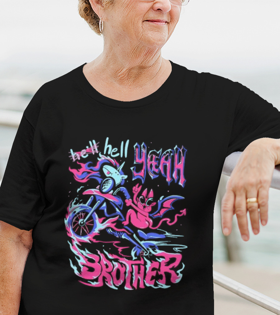 Hell Yeah Brother K Duffles Unicorn Motorcycle Adventure T-Shirt