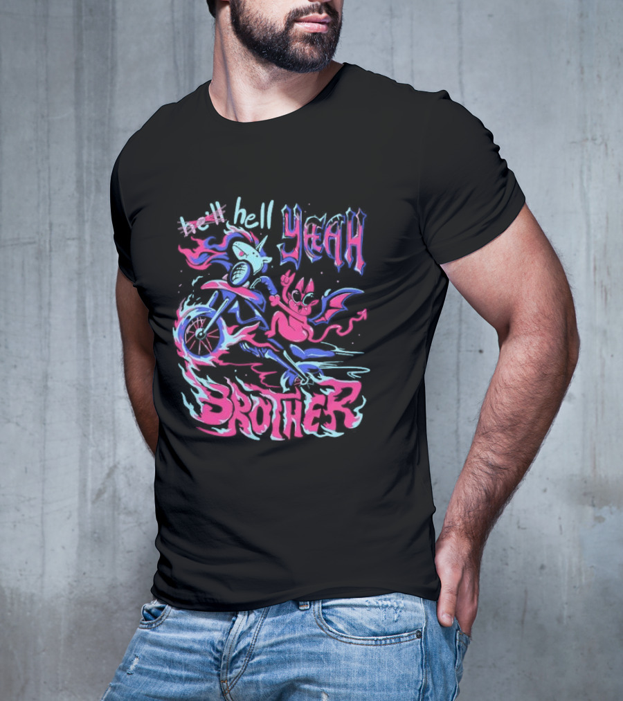 Hell Yeah Brother K Duffles Unicorn Motorcycle Adventure T-Shirt