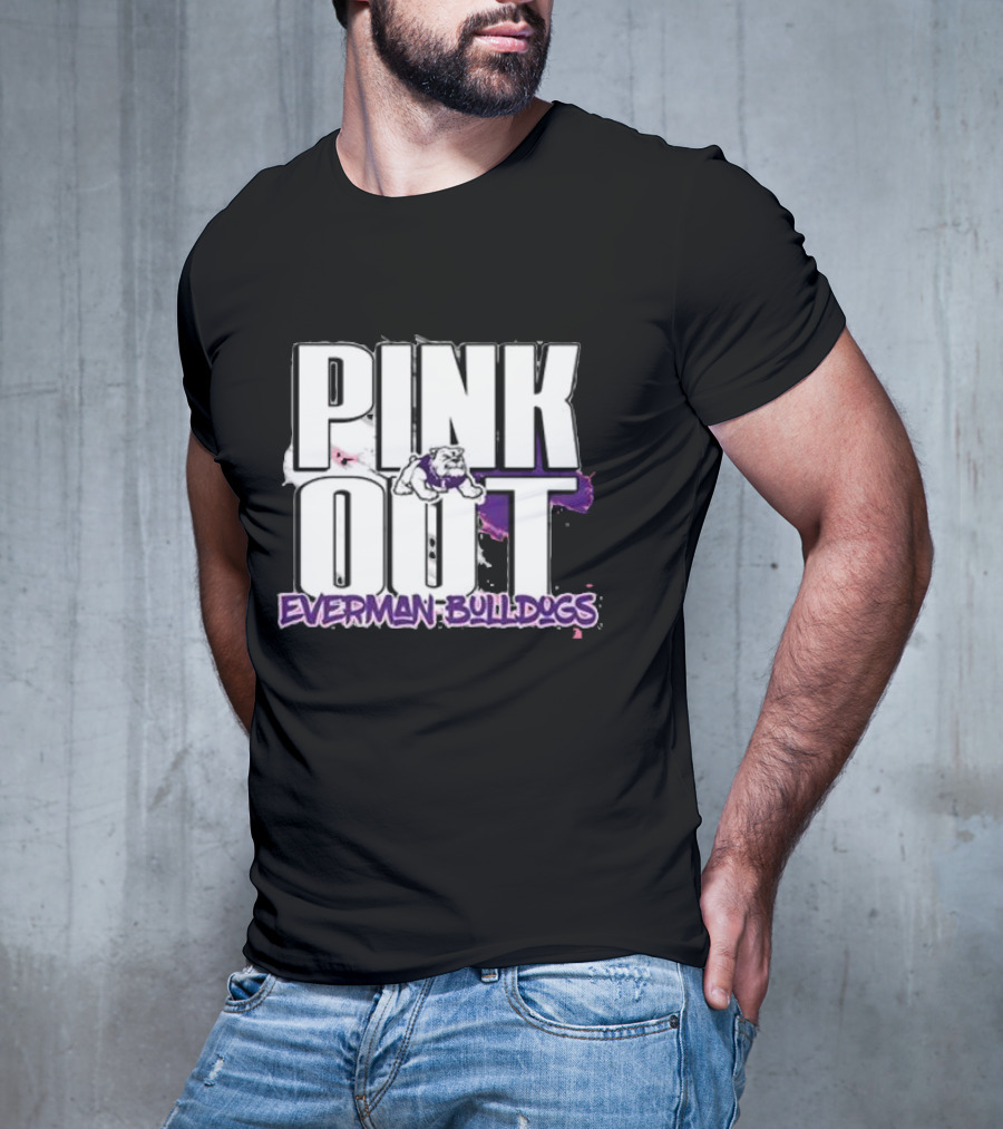Everman Bulldogs Pink Out Event Featuring Bulldog Mascot T-Shirt