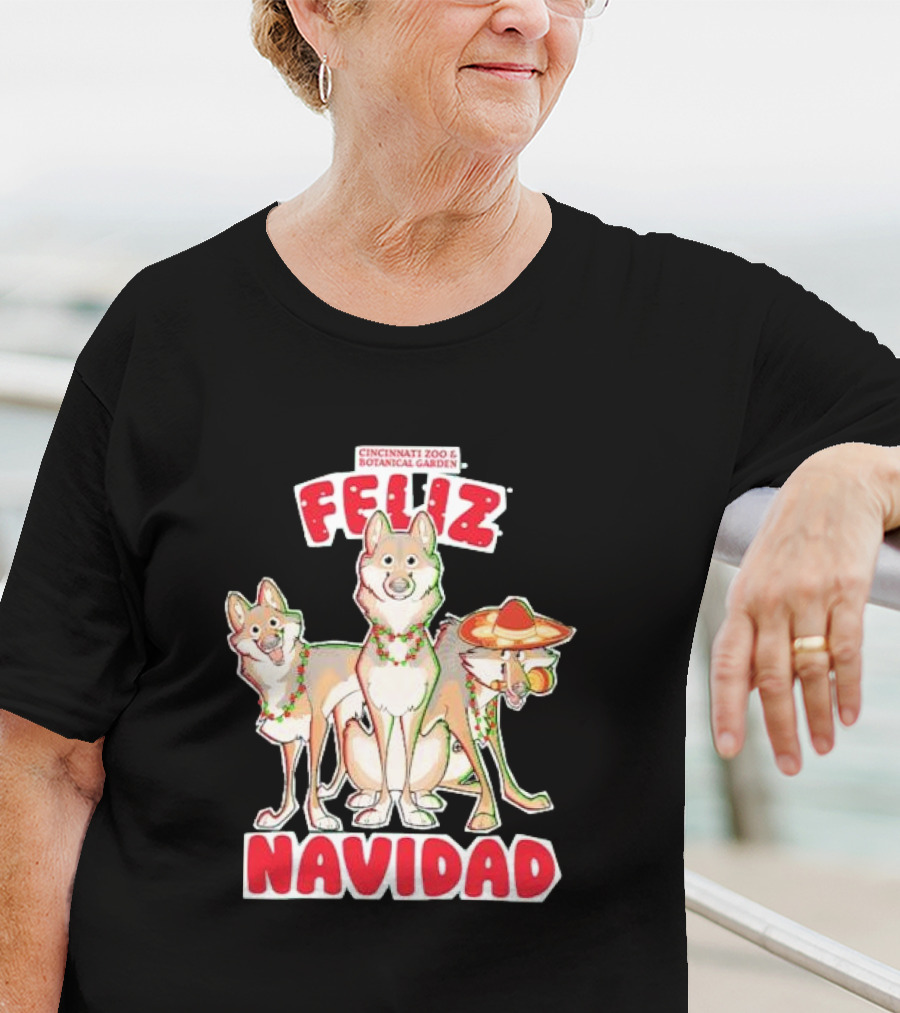 Feliz Navidad Wolves Cincinnati Zoo Botanical Garden T-Shirt
